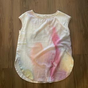 Anthropologie boxy cap sleeve top pastel watercolor
